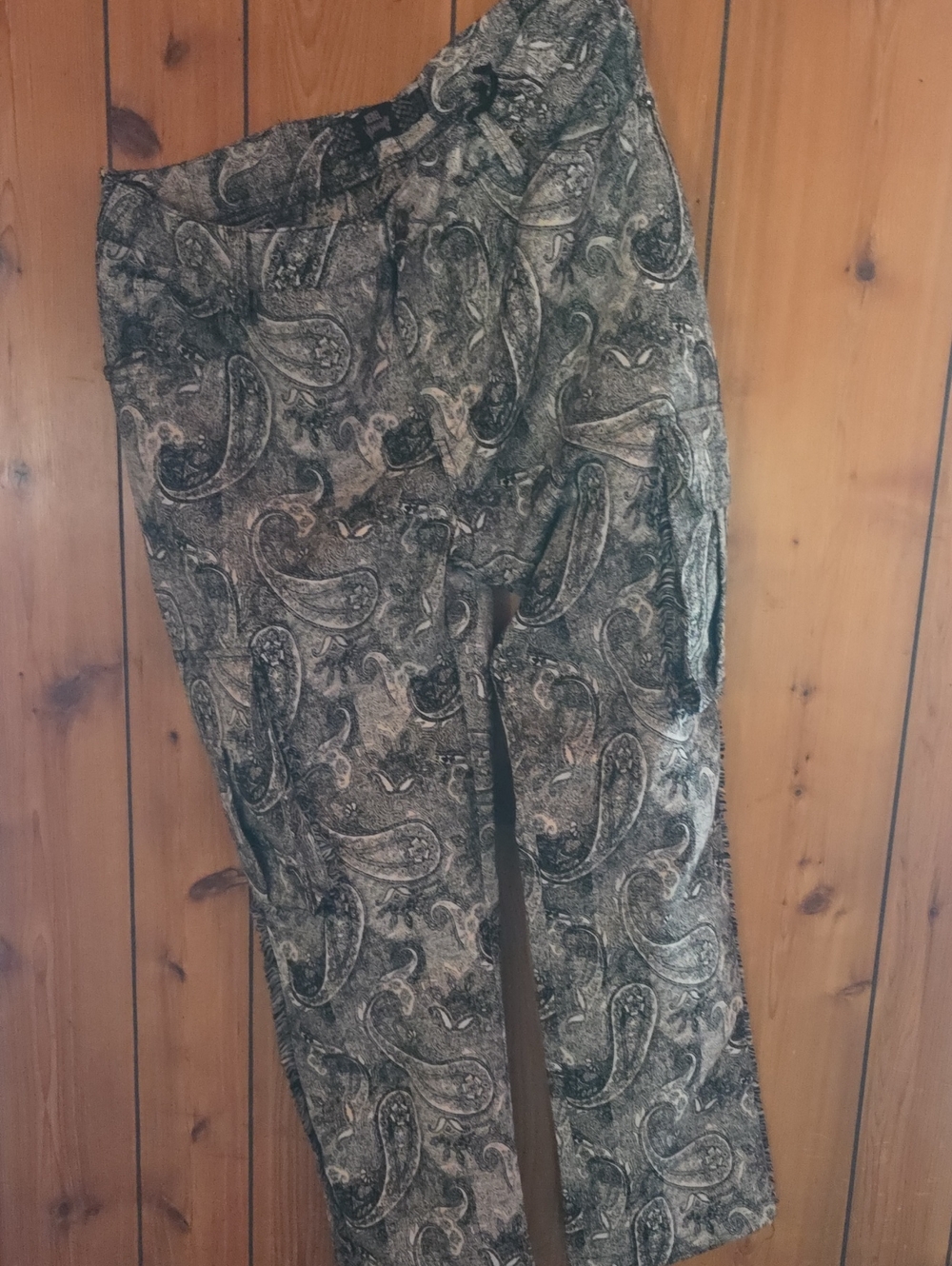 rebels Paisley Print Chinos in Olive and Black